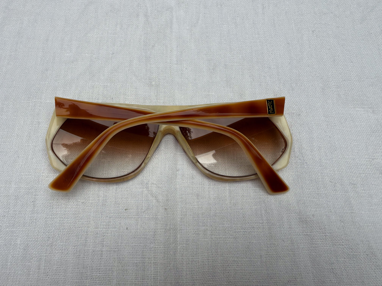 1980's Yves Saint Laurent Butterscotch wide frame sunnies