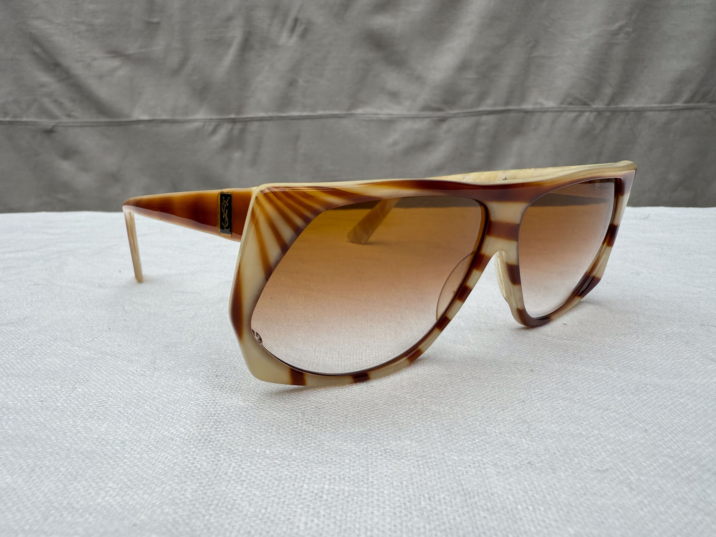 1980's Yves Saint Laurent Butterscotch wide frame sunnies