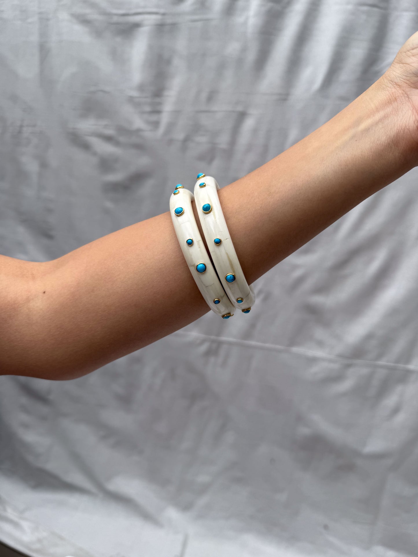 1970's Bone Turquoise Chunky Bangles