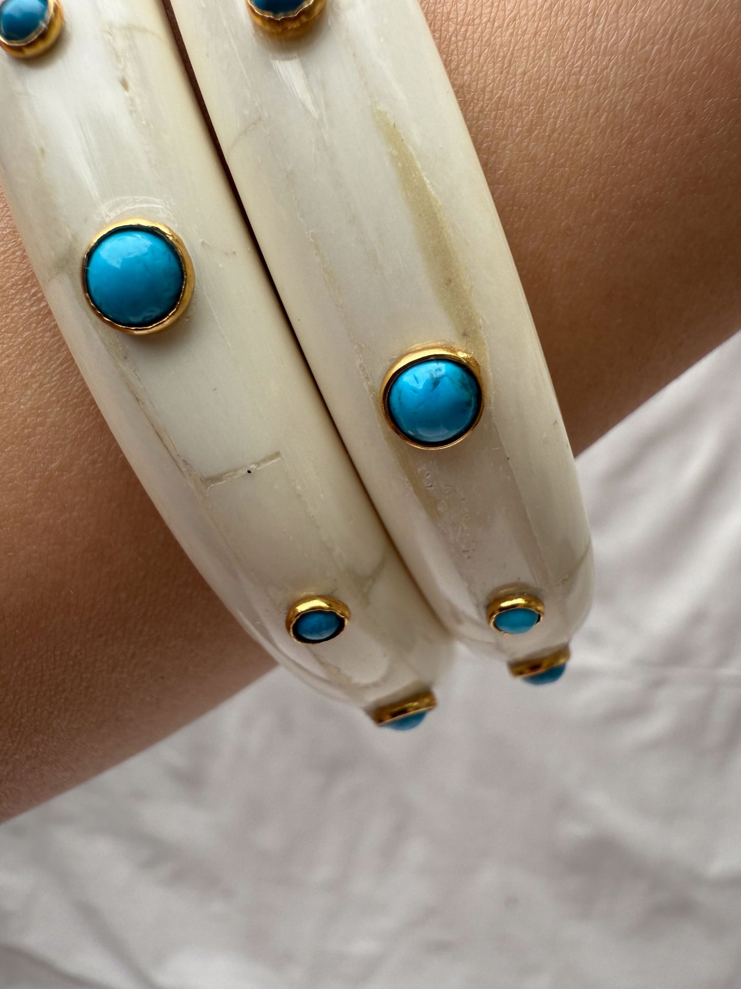 1970's Bone Turquoise Chunky Bangles
