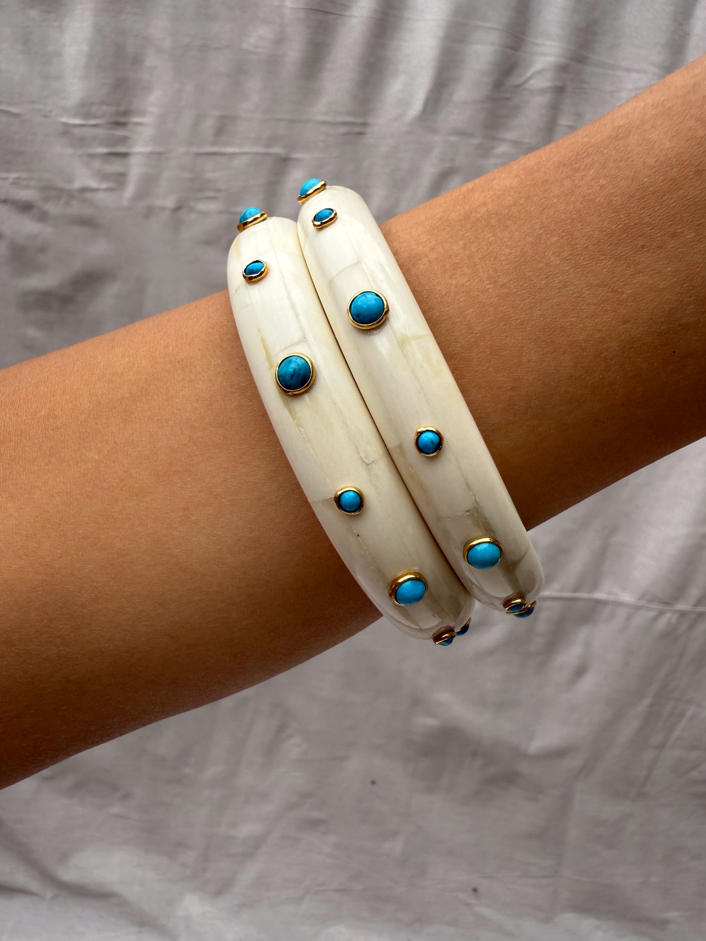 1970's Bone Turquoise Chunky Bangles