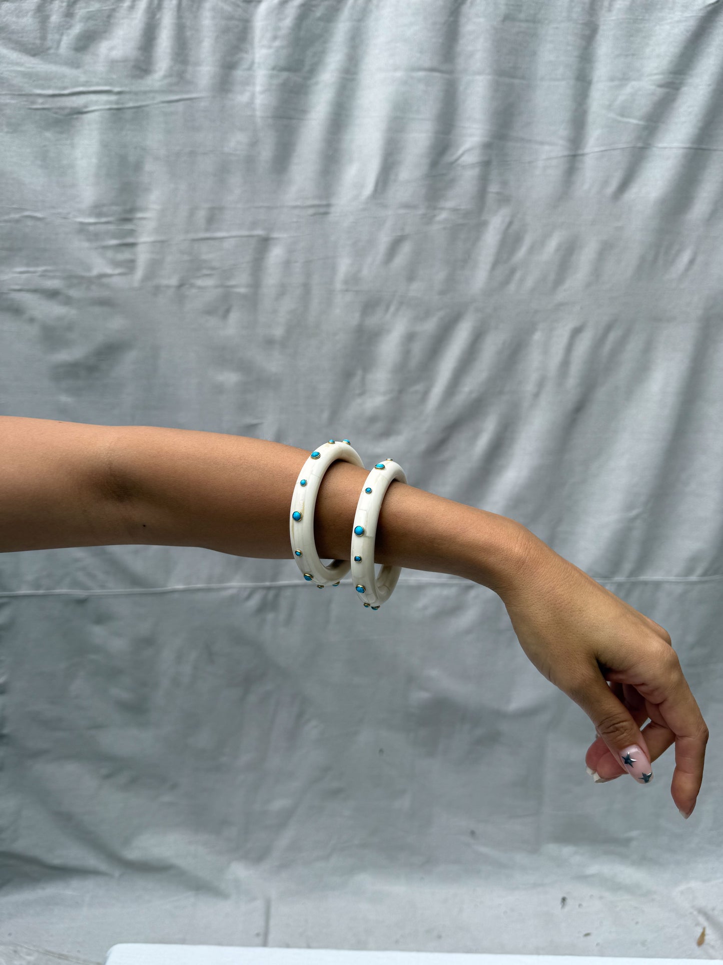 1970's Bone Turquoise Chunky Bangles