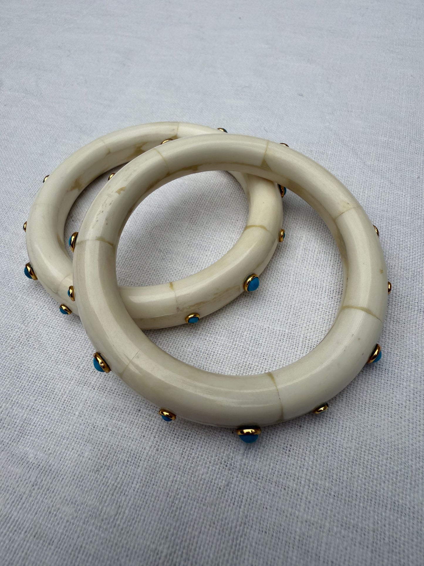 1970's Bone Turquoise Chunky Bangles