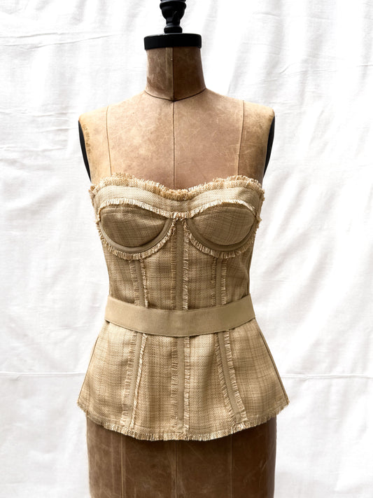 2000's Dolce & Gabbana Silk Raffia corset