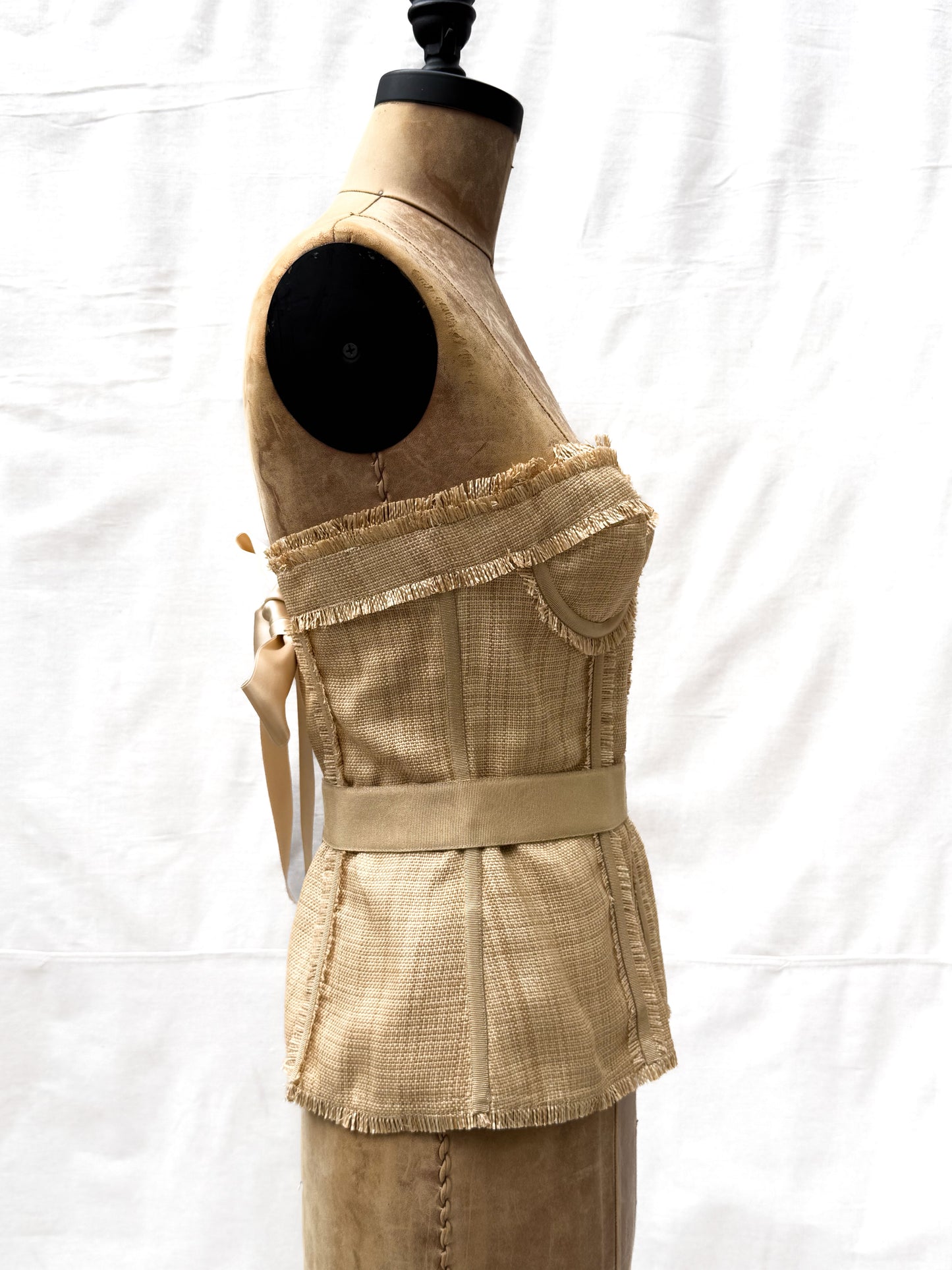 2000's Dolce & Gabbana Silk Raffia corset