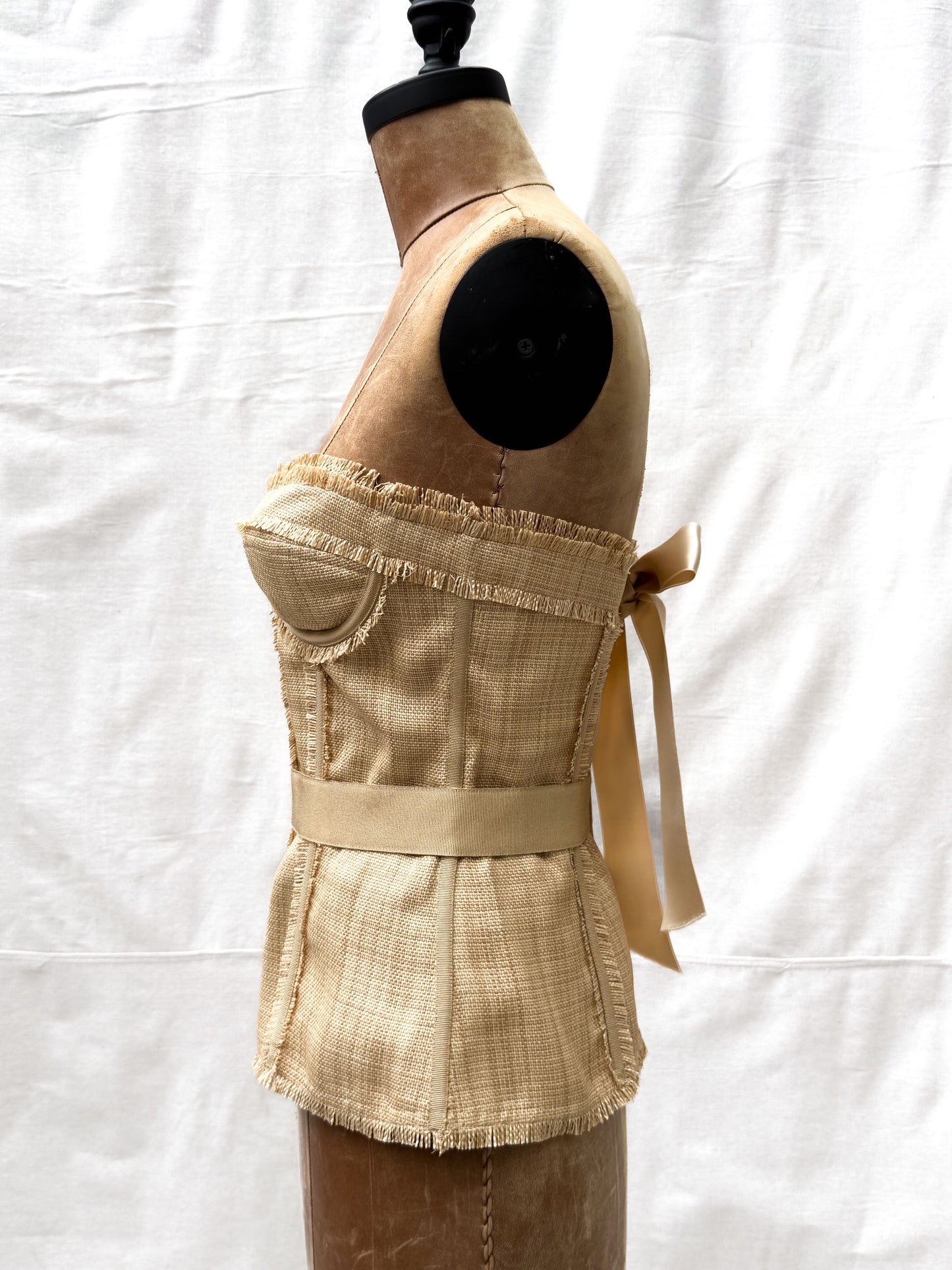 2000's Dolce & Gabbana Silk Raffia corset