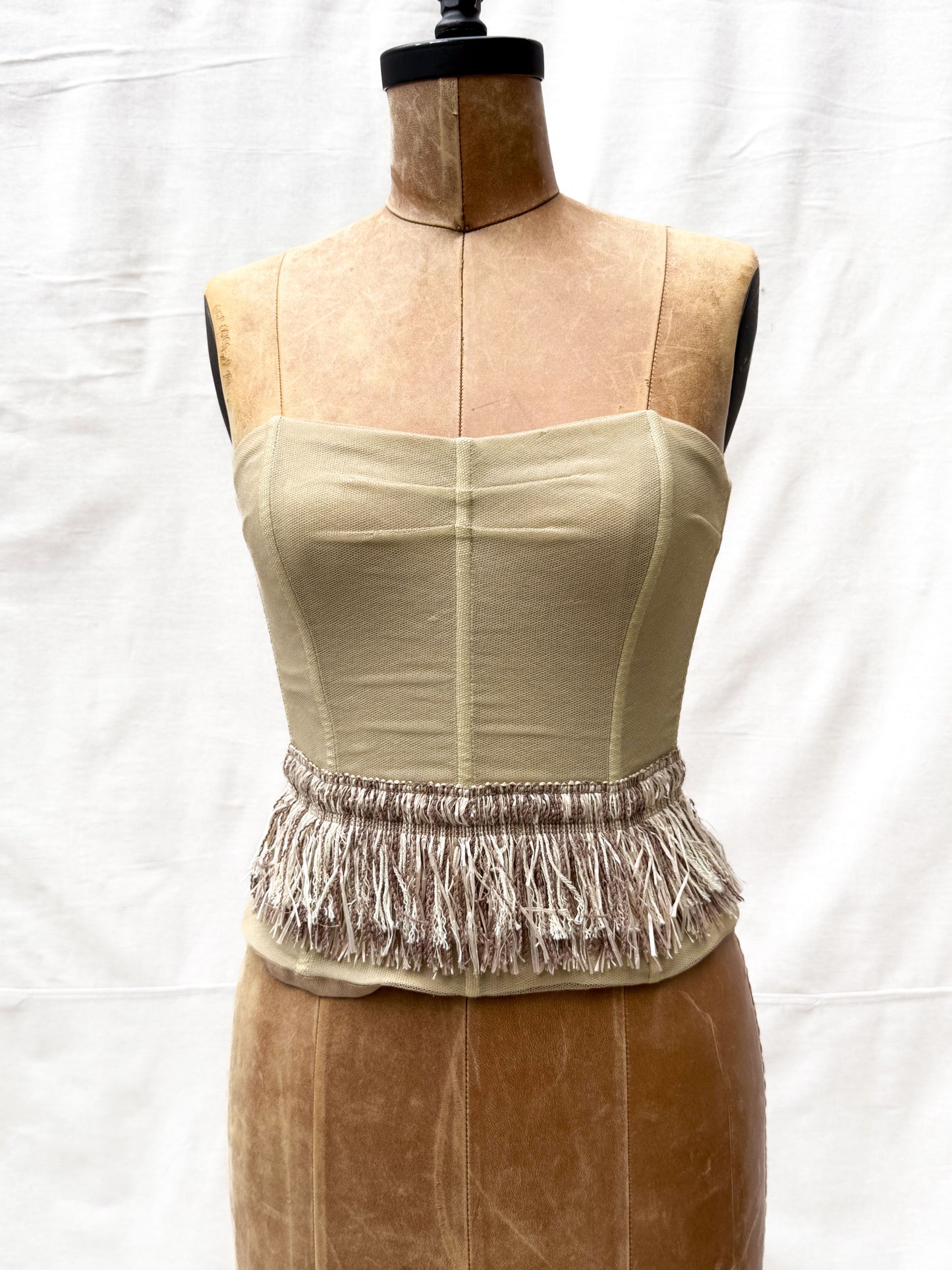 2000's Dolce&Gabbana Light Beige Mesh Corset