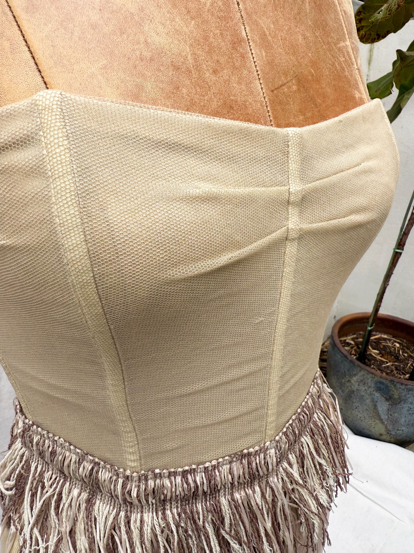 2000's Dolce&Gabbana Light Beige Mesh Corset