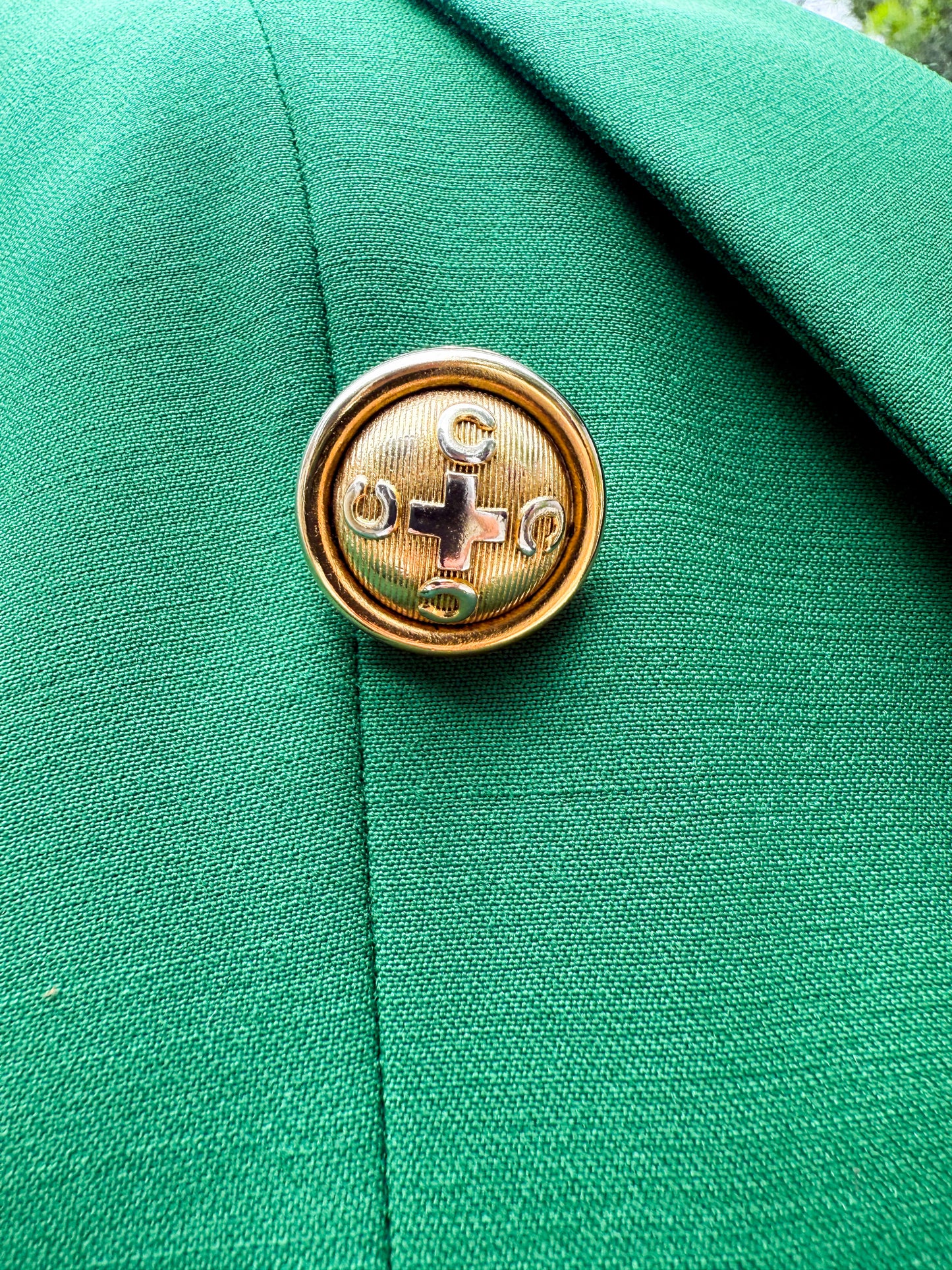 1980's Moschino Green Cow Crossing Skirt Suit