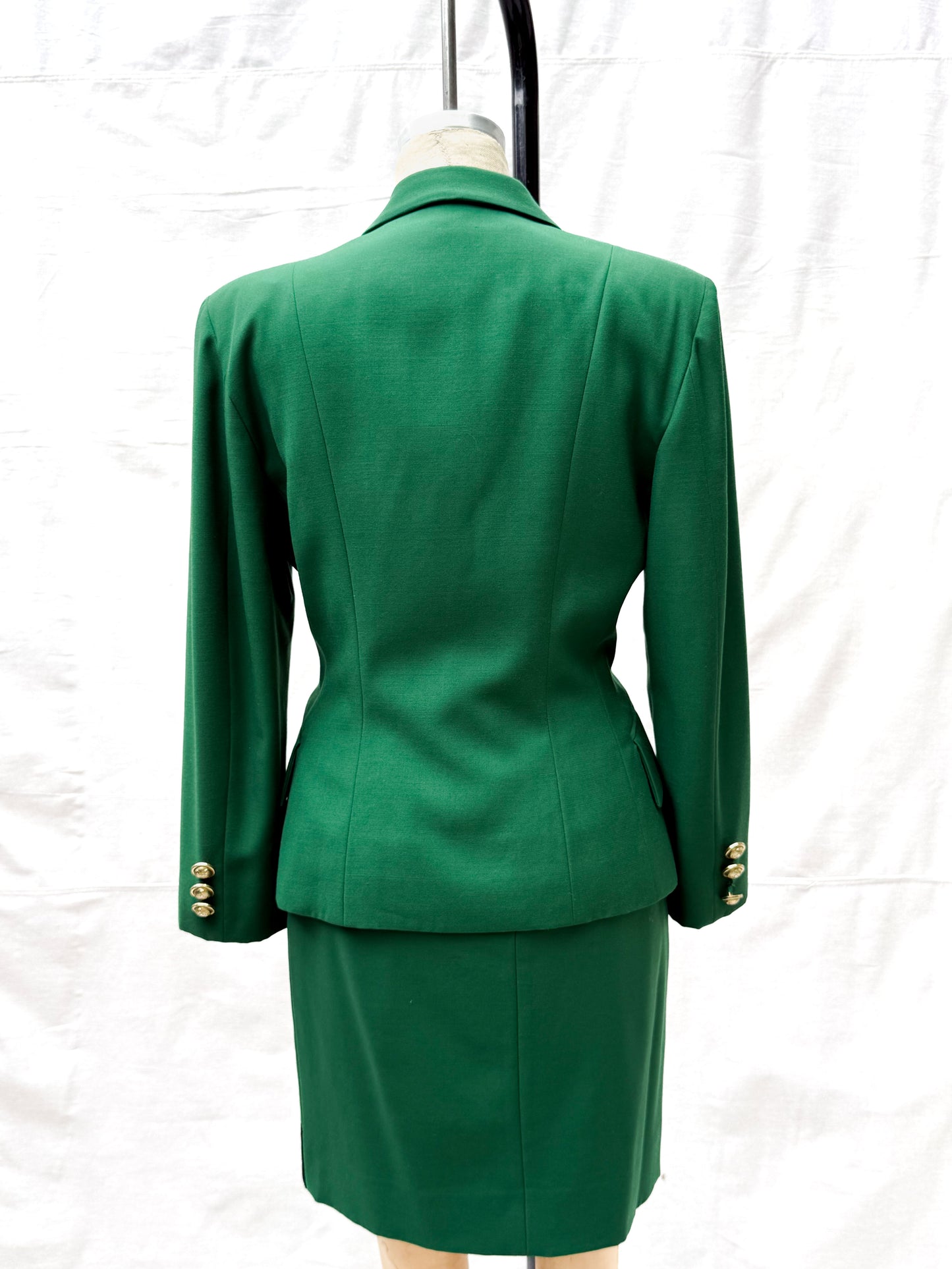 1980's Moschino Green Cow Crossing Skirt Suit