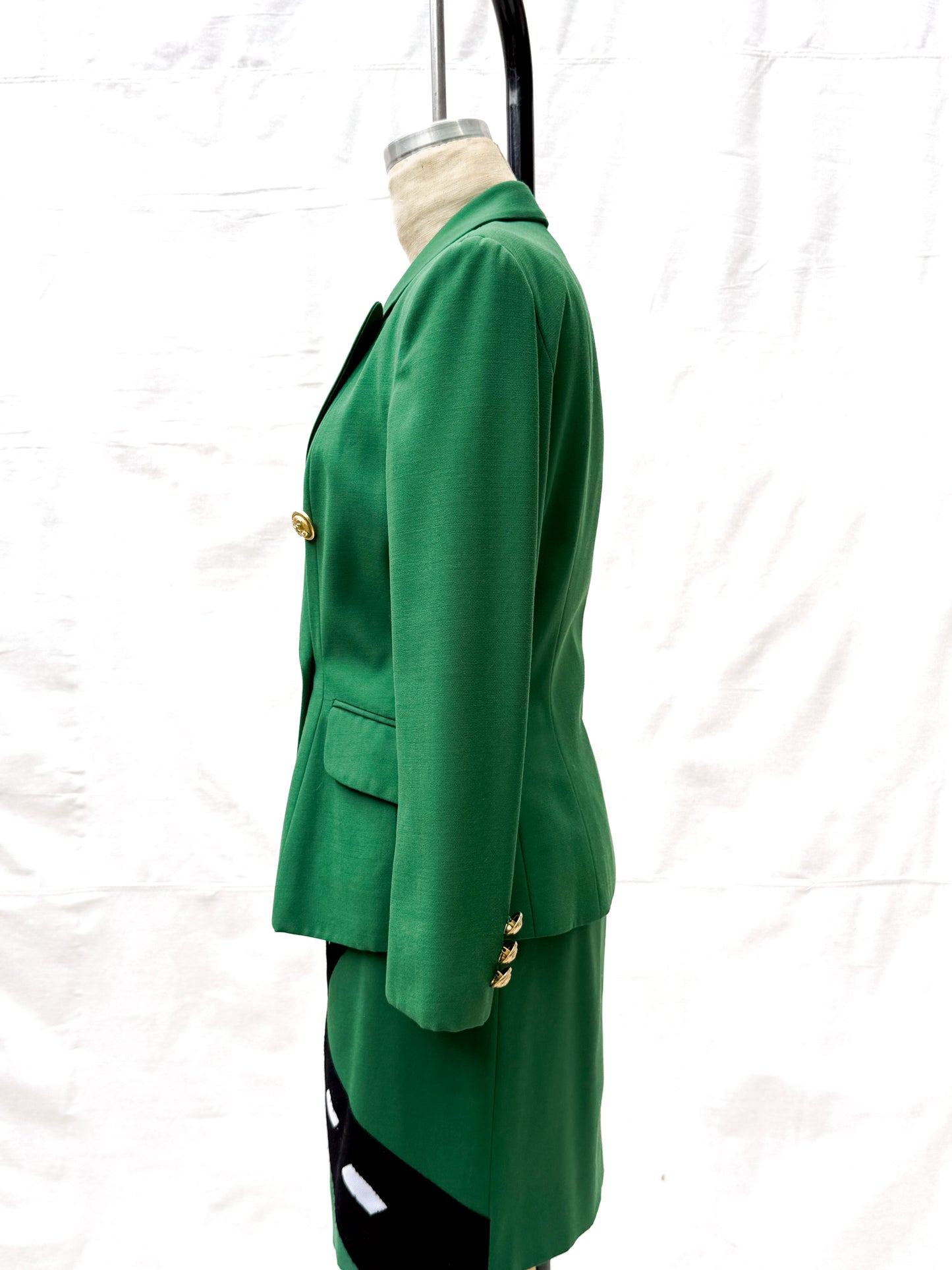 1980's Moschino Green Cow Crossing Skirt Suit