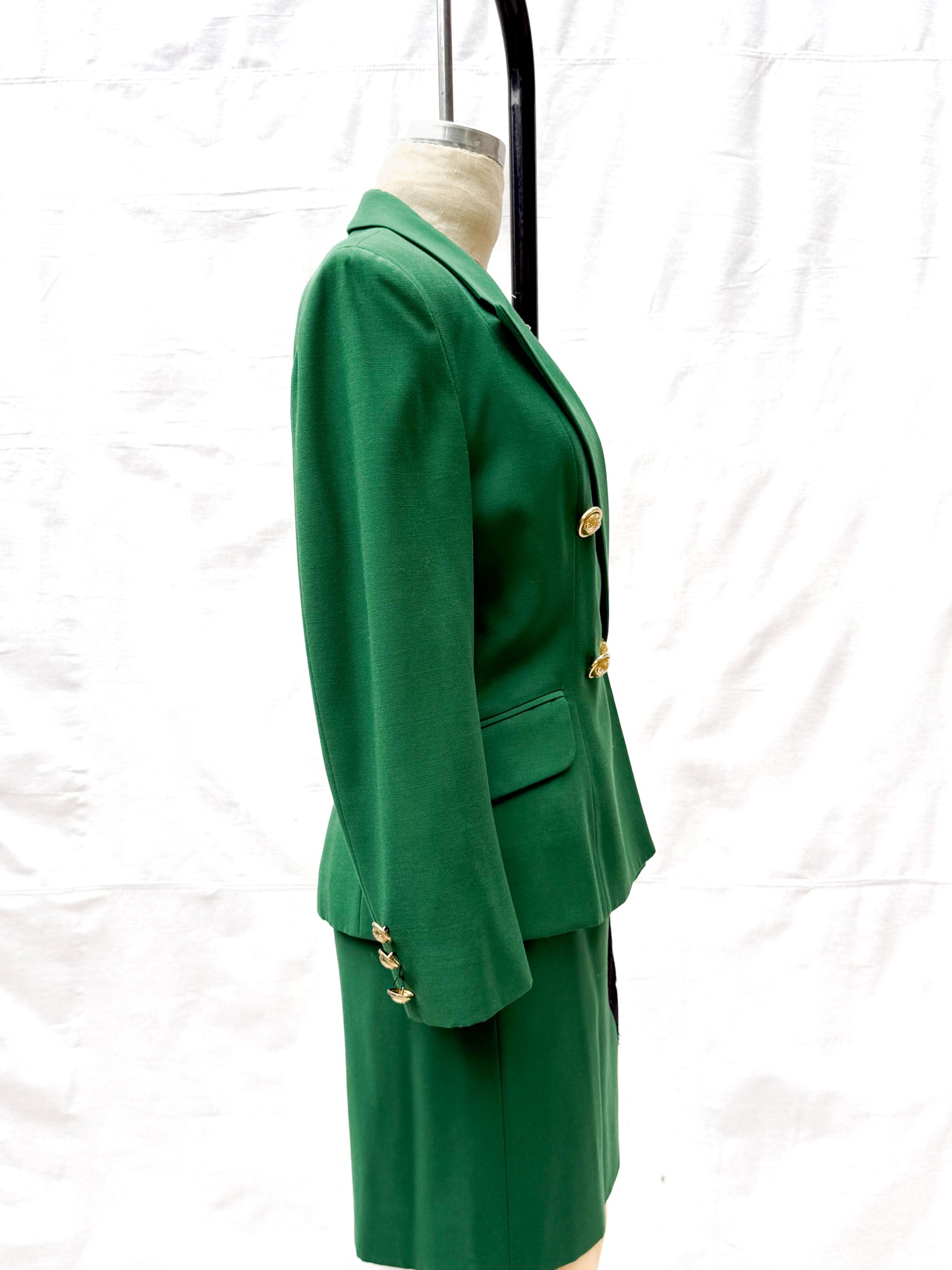 1980's Moschino Green Cow Crossing Skirt Suit