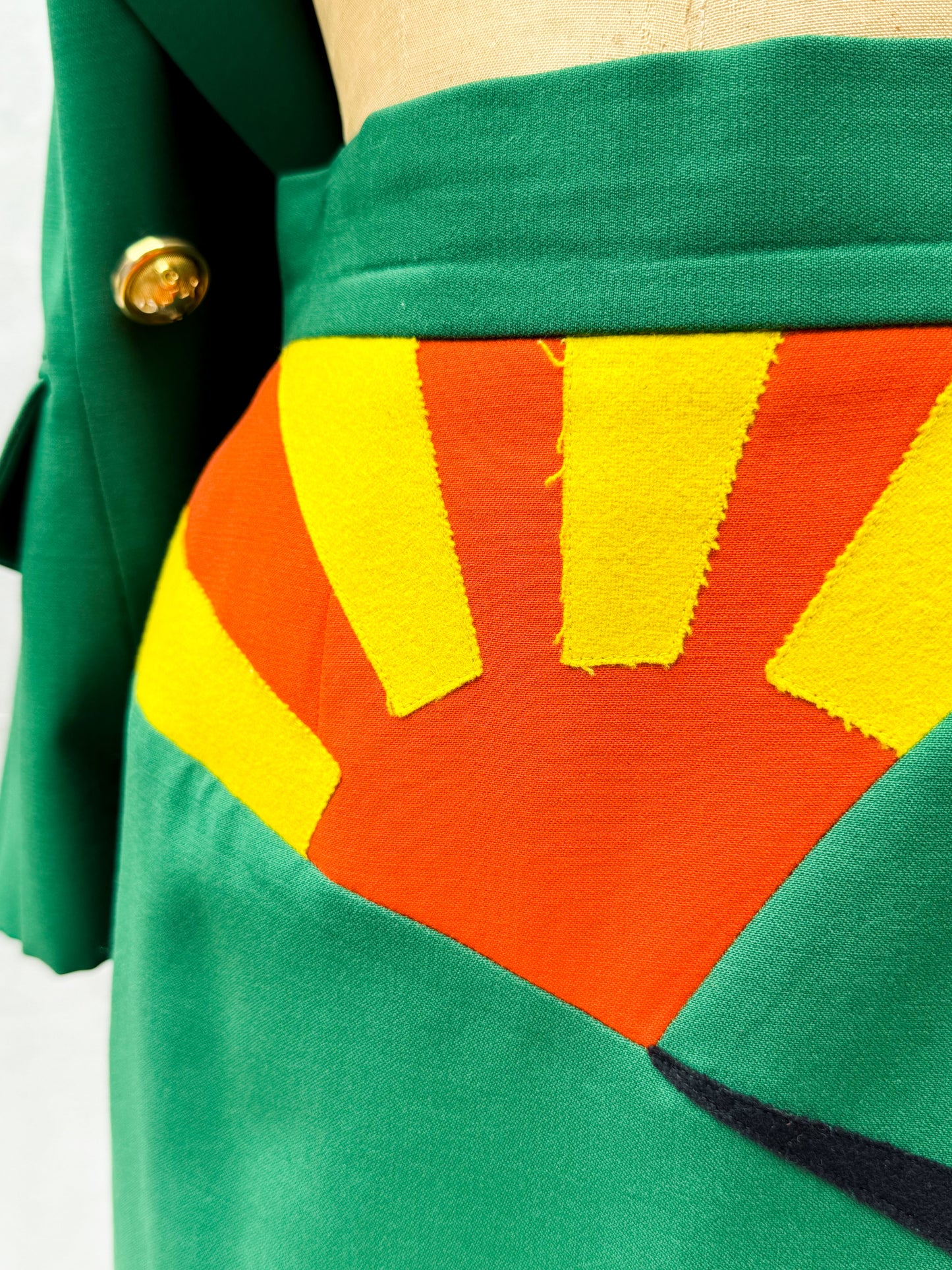 1980's Moschino Green Cow Crossing Skirt Suit