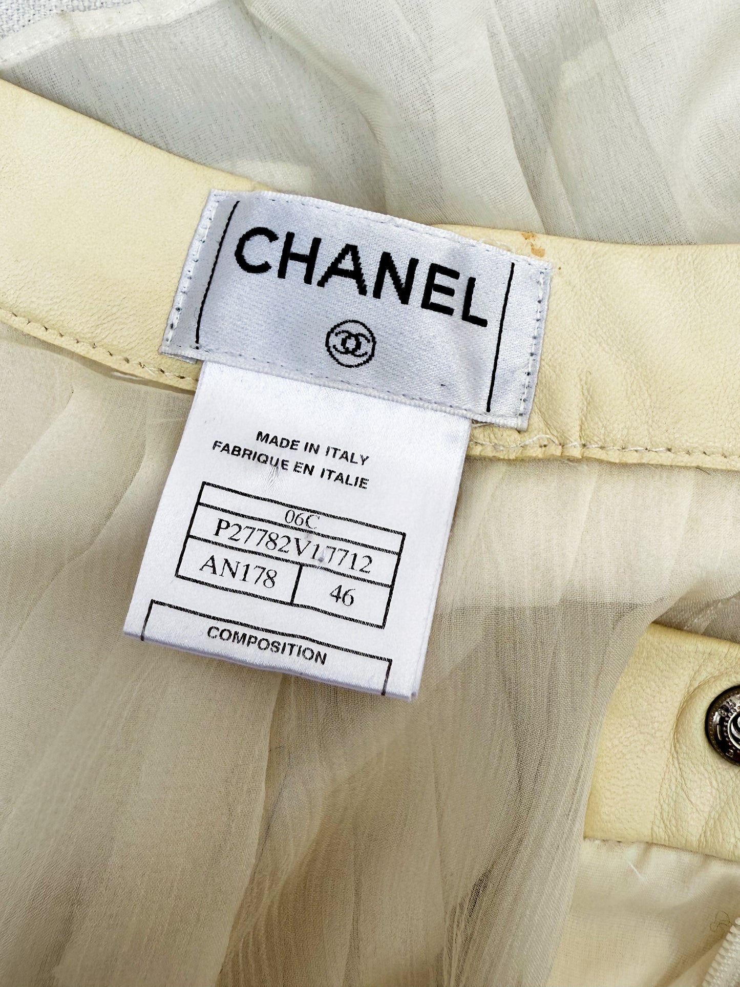2006 Chanel Cream Silk Pleated Pants