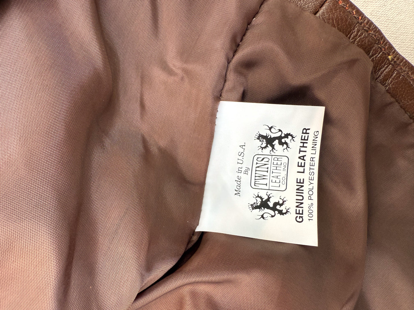 1980's Twins Chocolate Leather Gold Trim Jacket