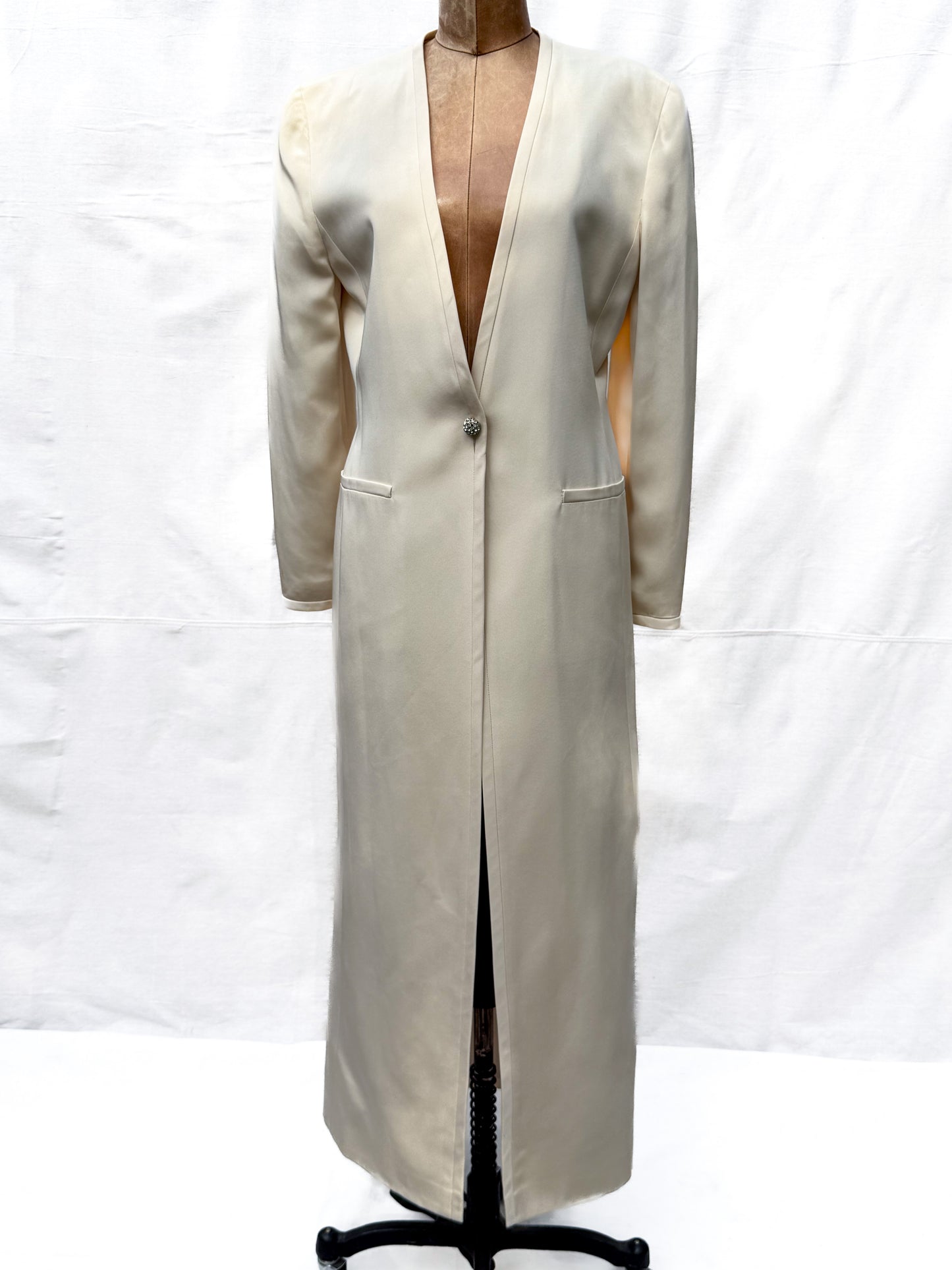 1990's Giorgio Armani Cream Pearl Long Duster