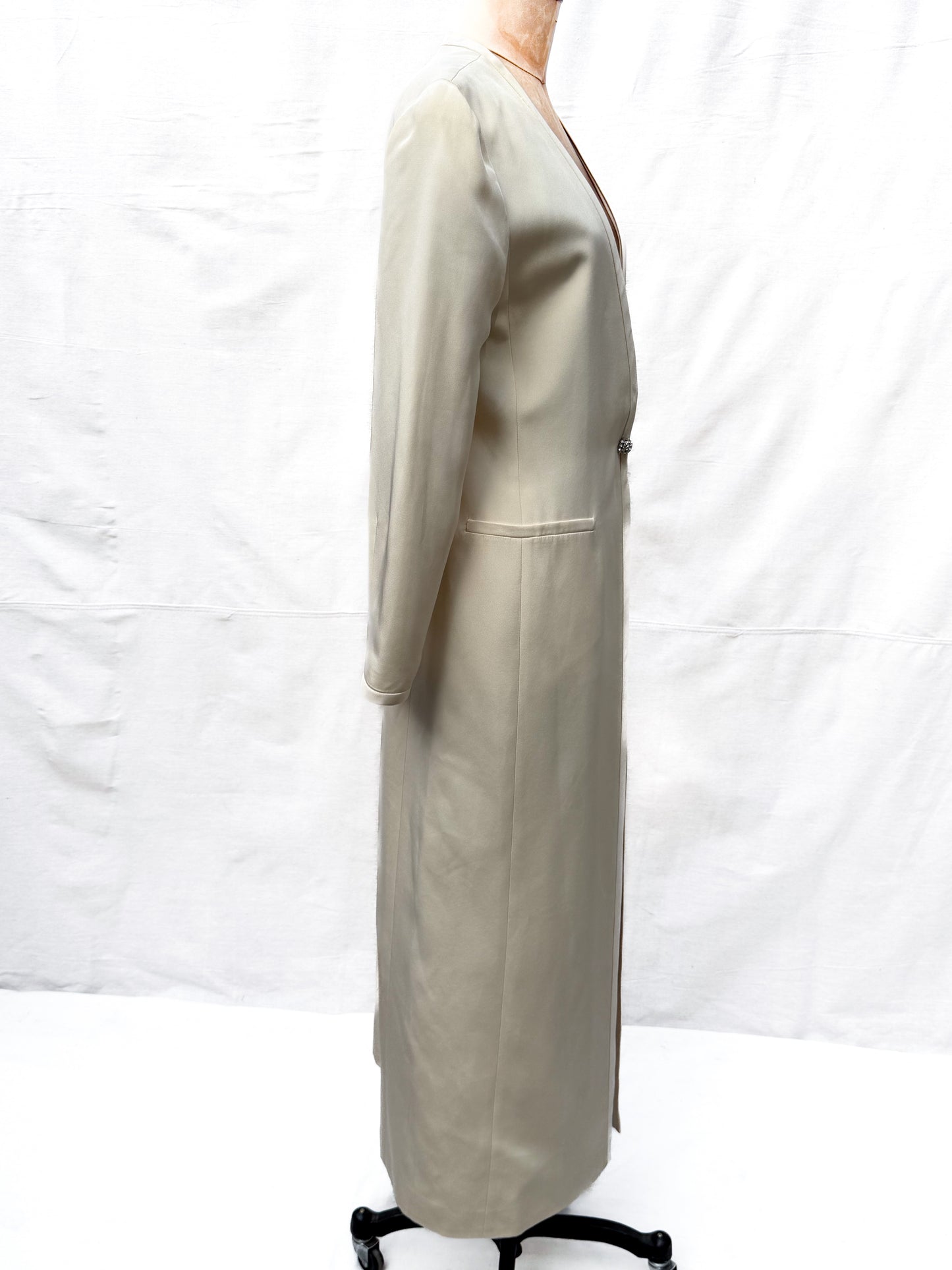 1990's Giorgio Armani Cream Pearl Long Duster