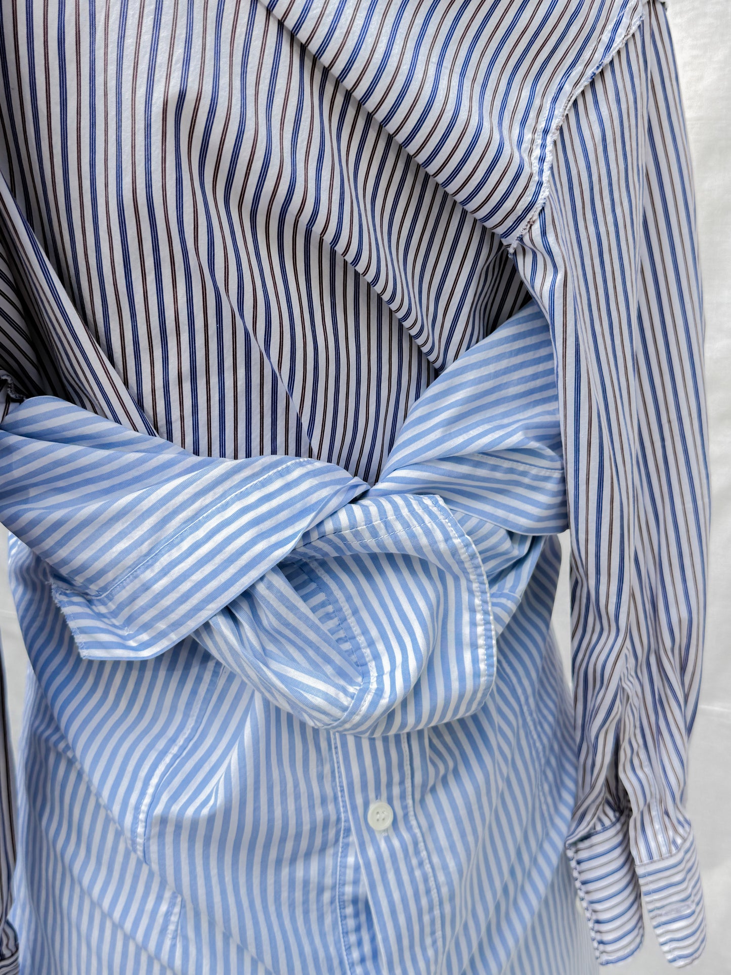 2007 Marni Striped Button Up Avant Garde Wrap Dress