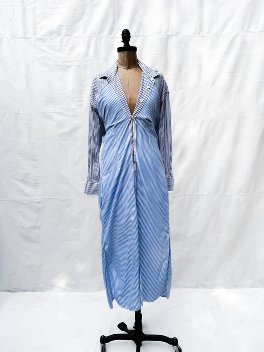 2007 Marni Striped Button Up Avant Garde Wrap Dress