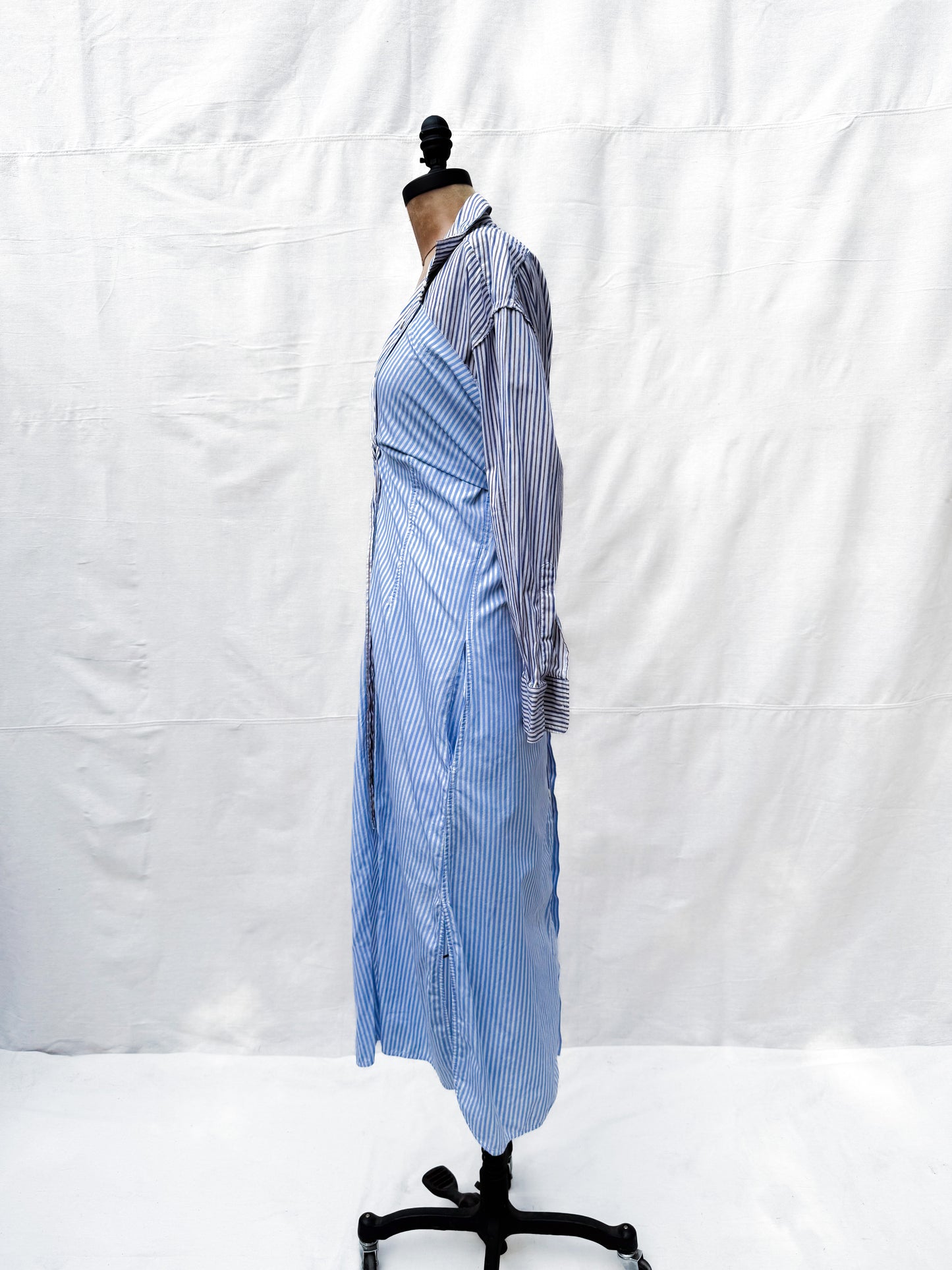 2007 Marni Striped Button Up Avant Garde Wrap Dress