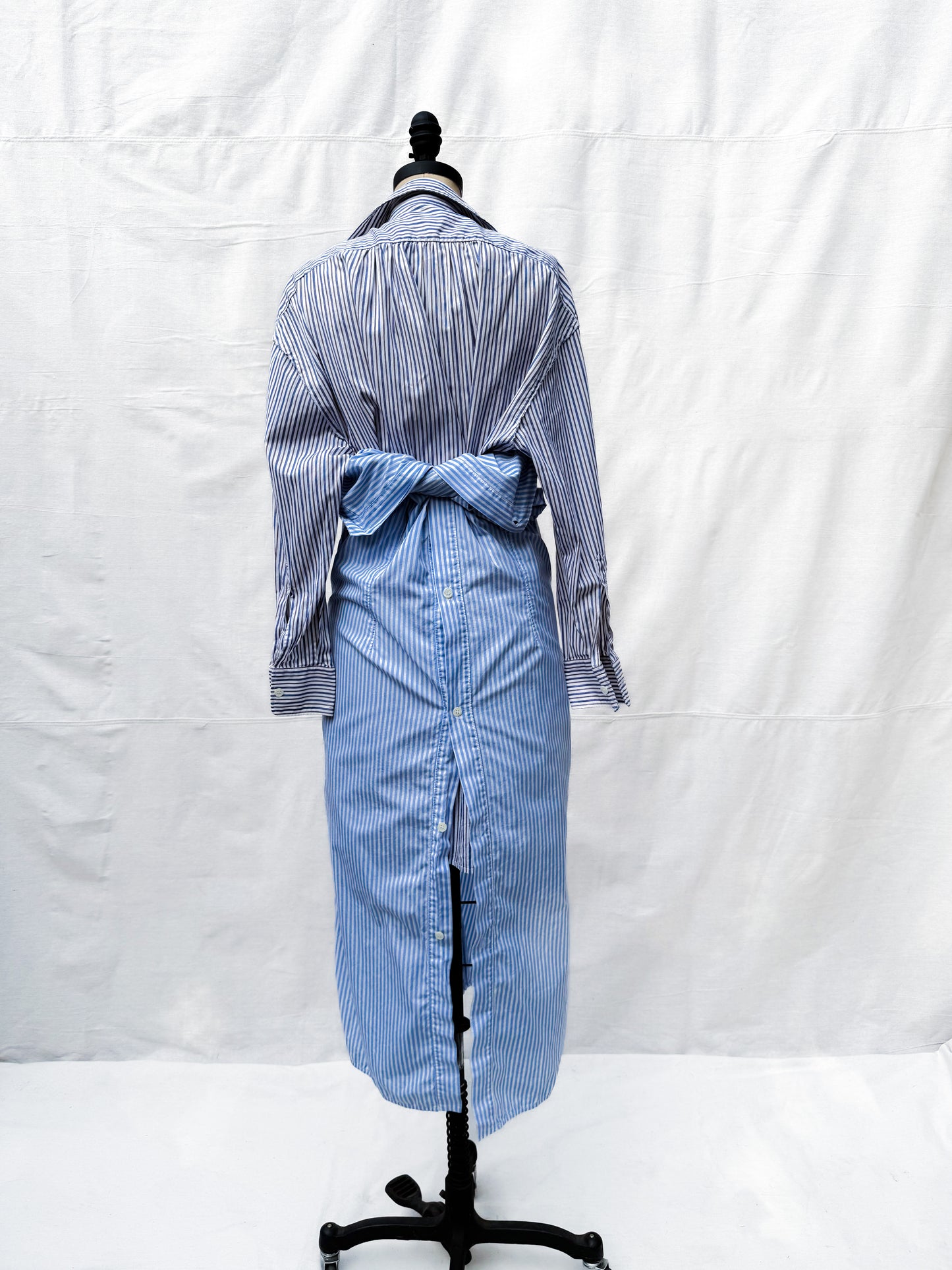 2007 Marni Striped Button Up Avant Garde Wrap Dress