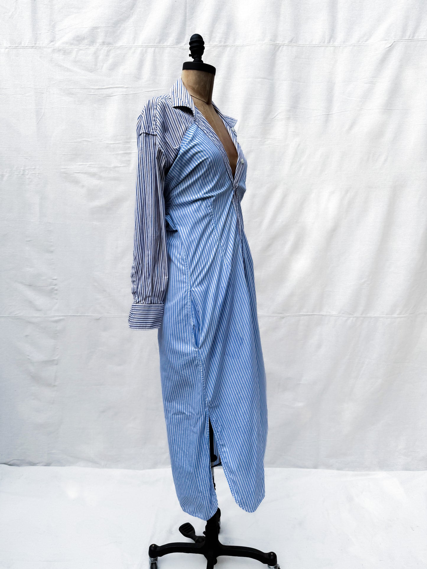 2007 Marni Striped Button Up Avant Garde Wrap Dress