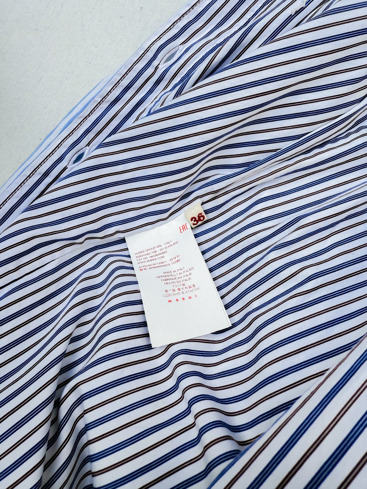 2007 Marni Striped Button Up Avant Garde Wrap Dress