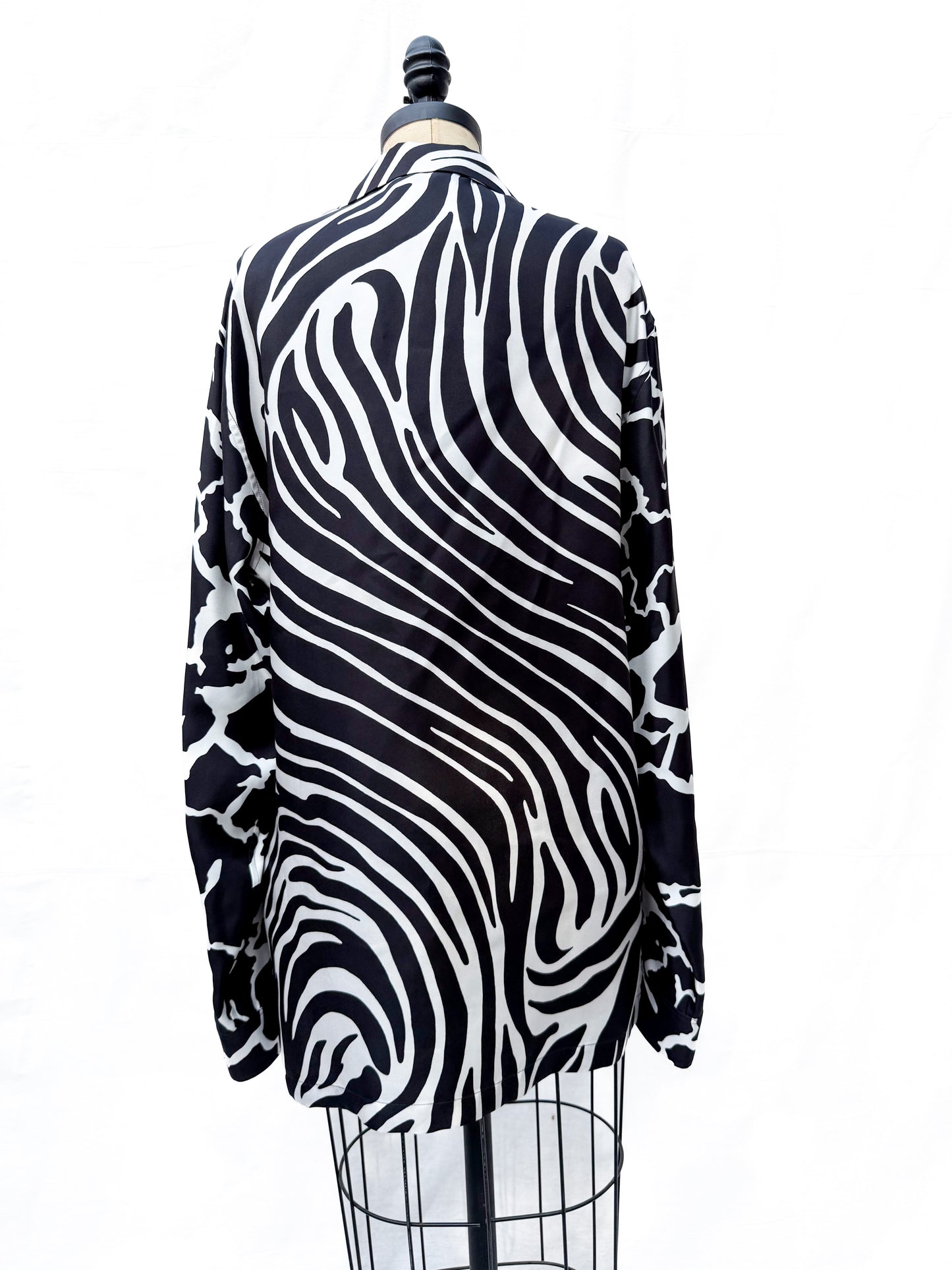 2000's Versace Noir Animal Print Silk Button Down