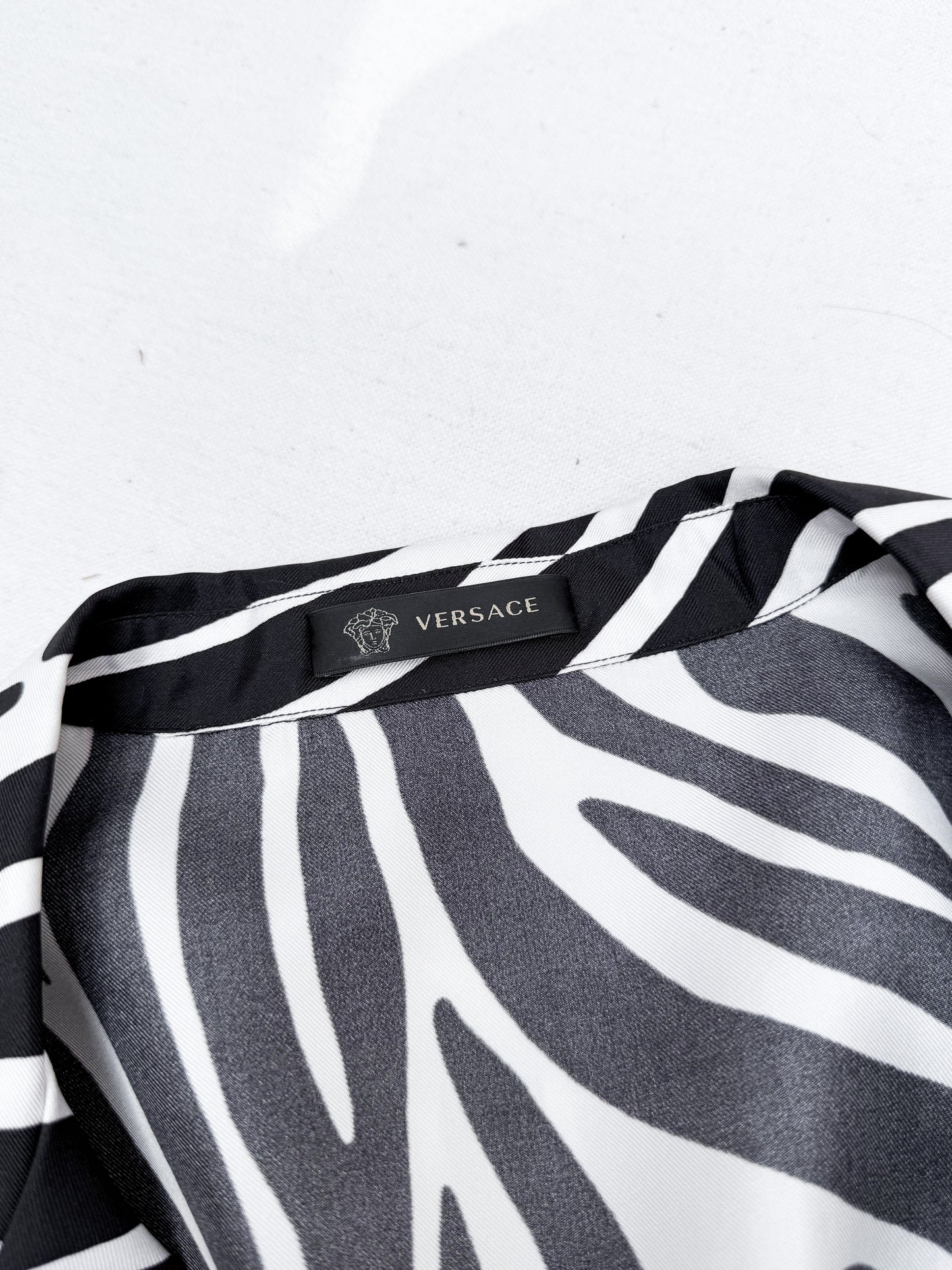 2000's Versace Noir Animal Print Silk Button Down