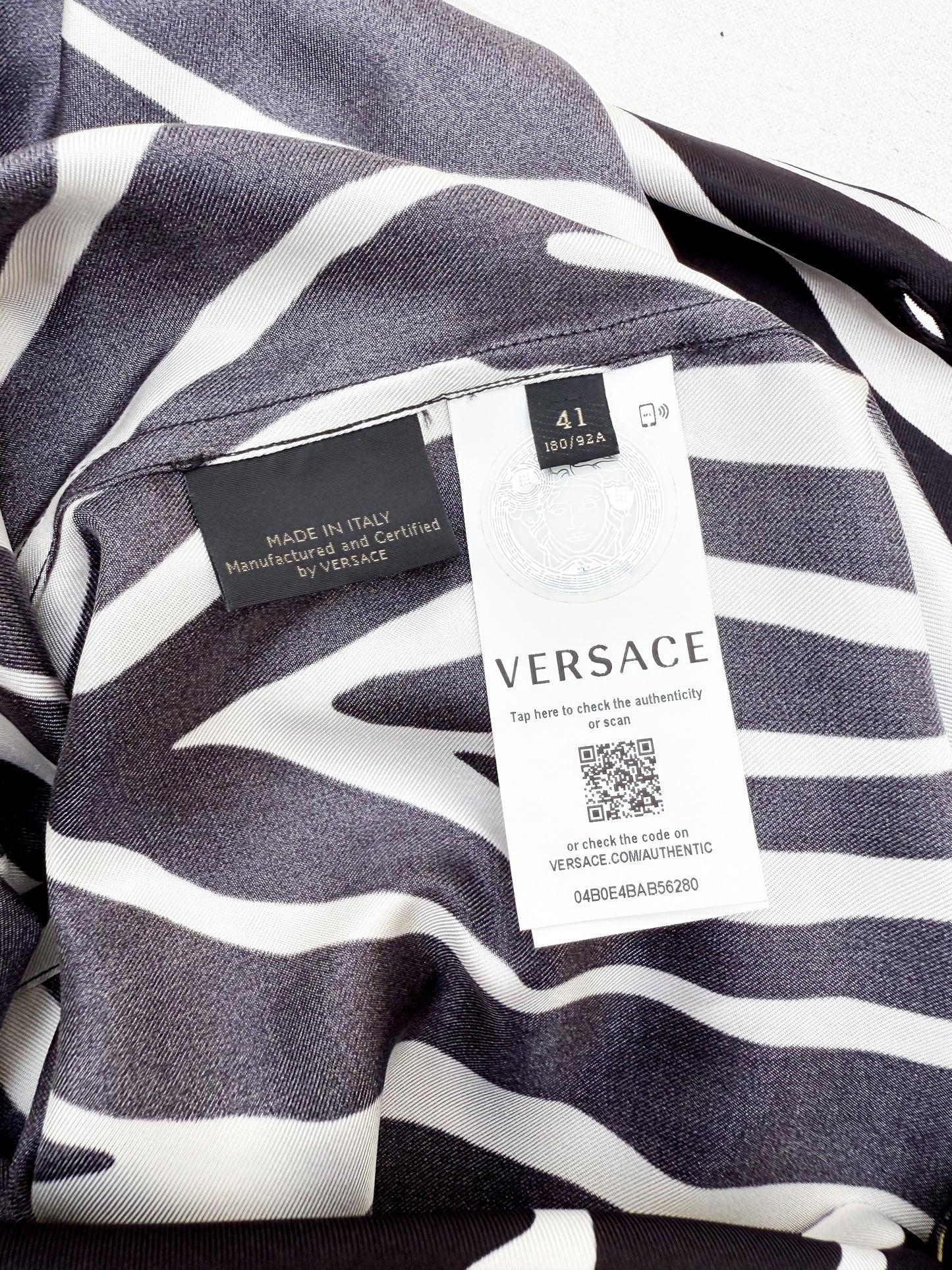 2000's Versace Noir Animal Print Silk Button Down