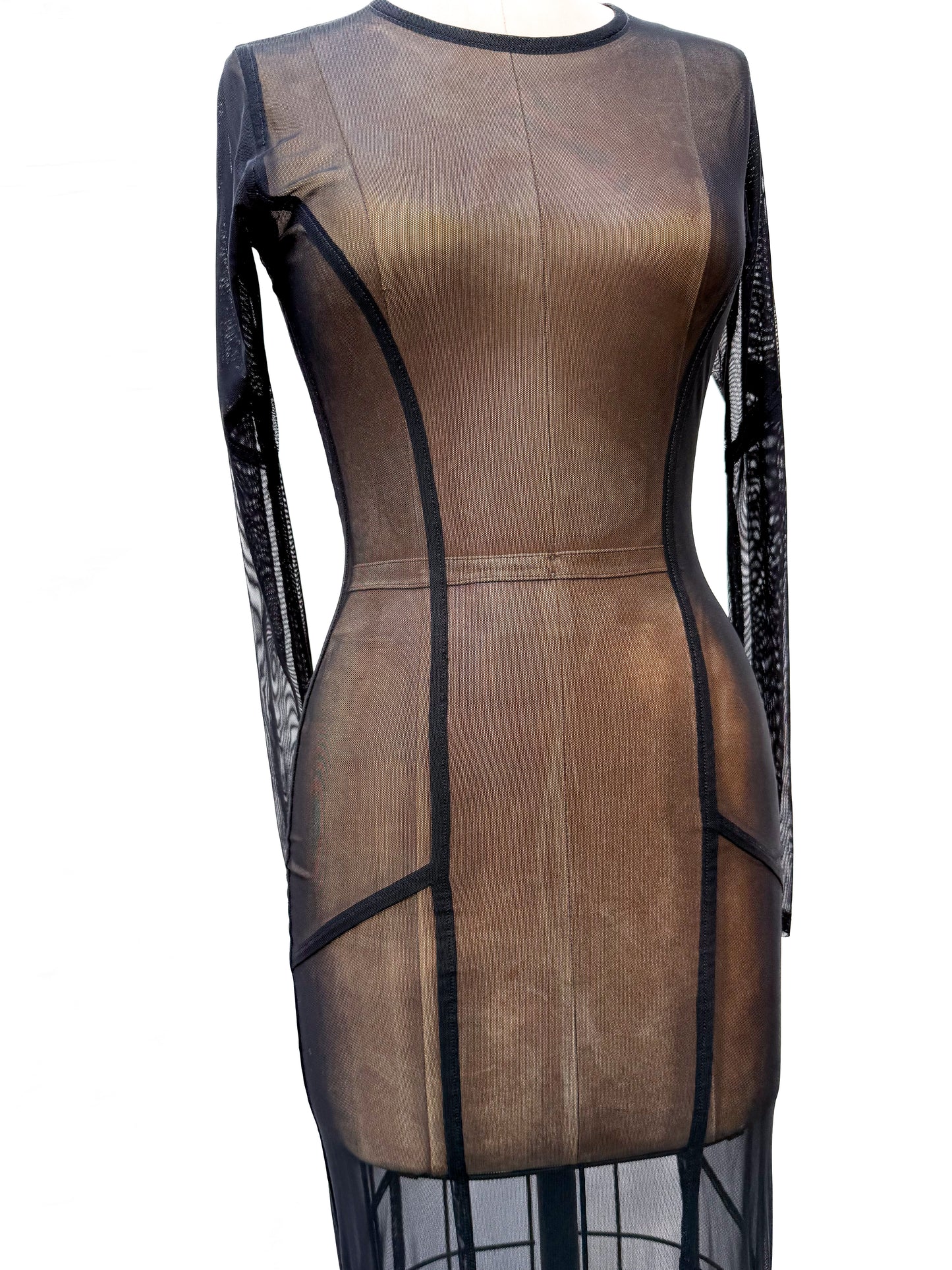 1990's Anne Fontaine Noir Mesh Dress