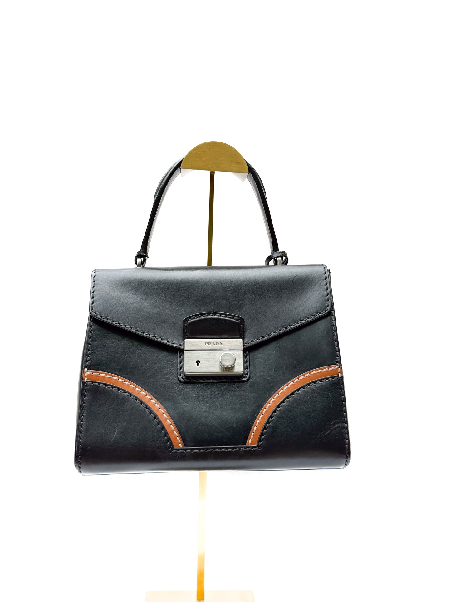 Prada Black leather Vitello Sound bag