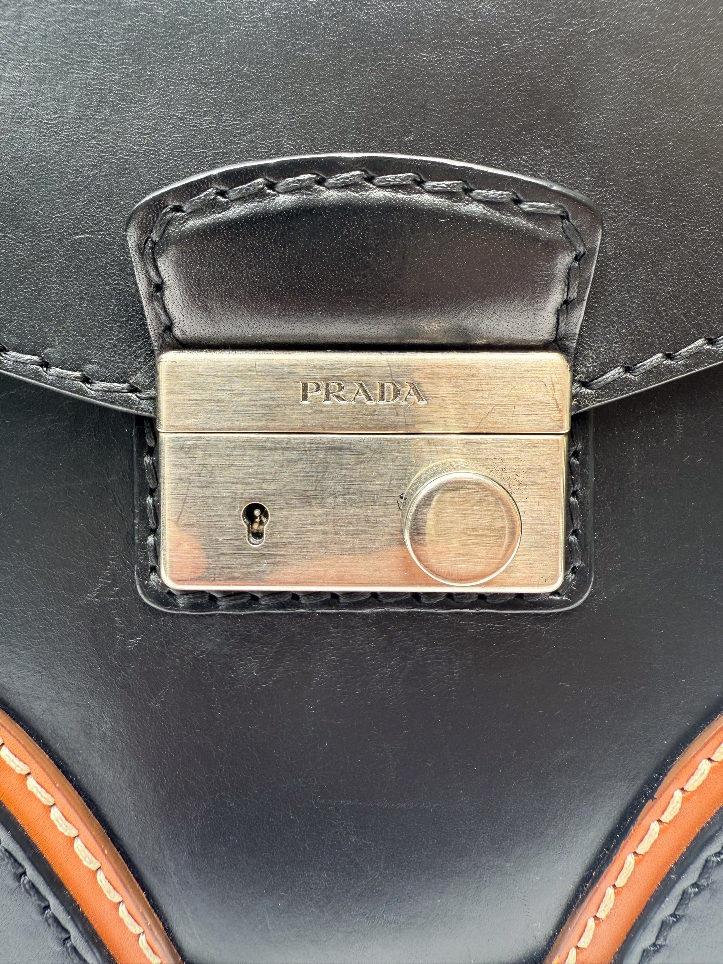 Prada Black leather Vitello Sound bag