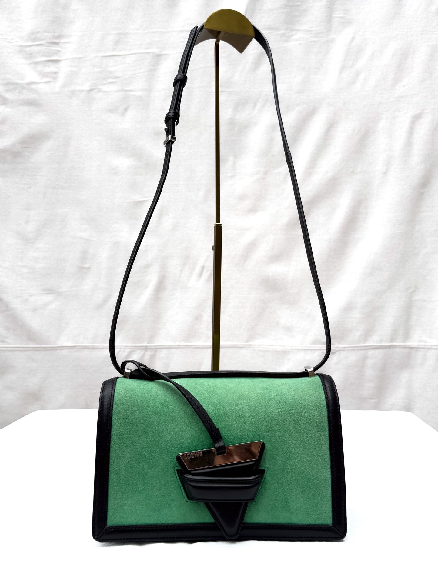 Loewe Sea Green Barcelona Suede Noir Leather Purse