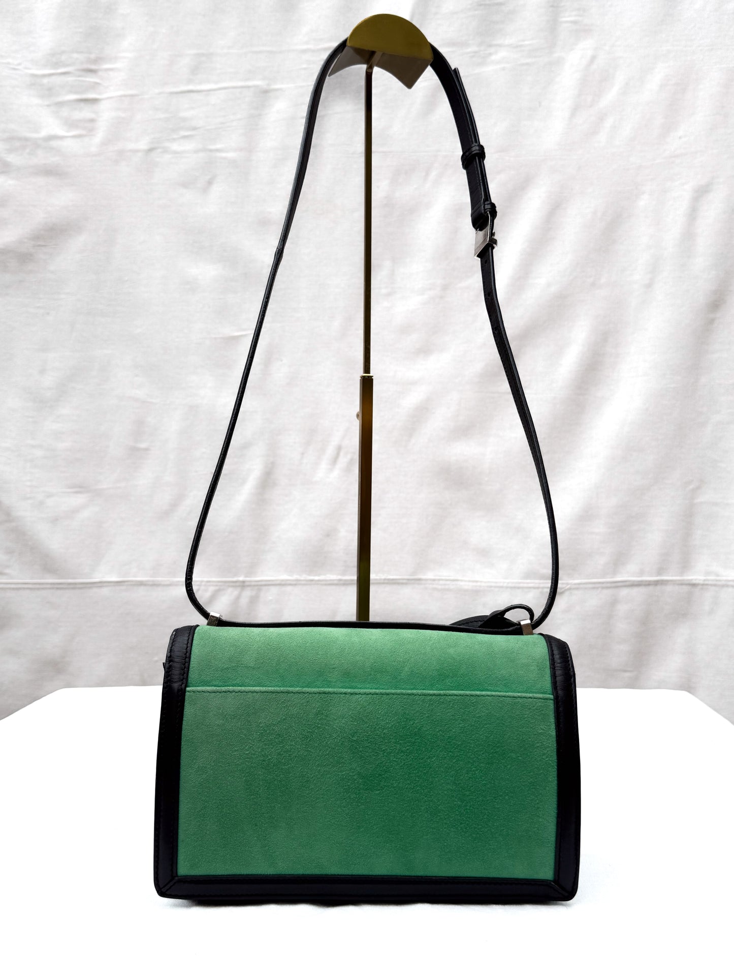 Loewe Sea Green Barcelona Suede Noir Leather Purse