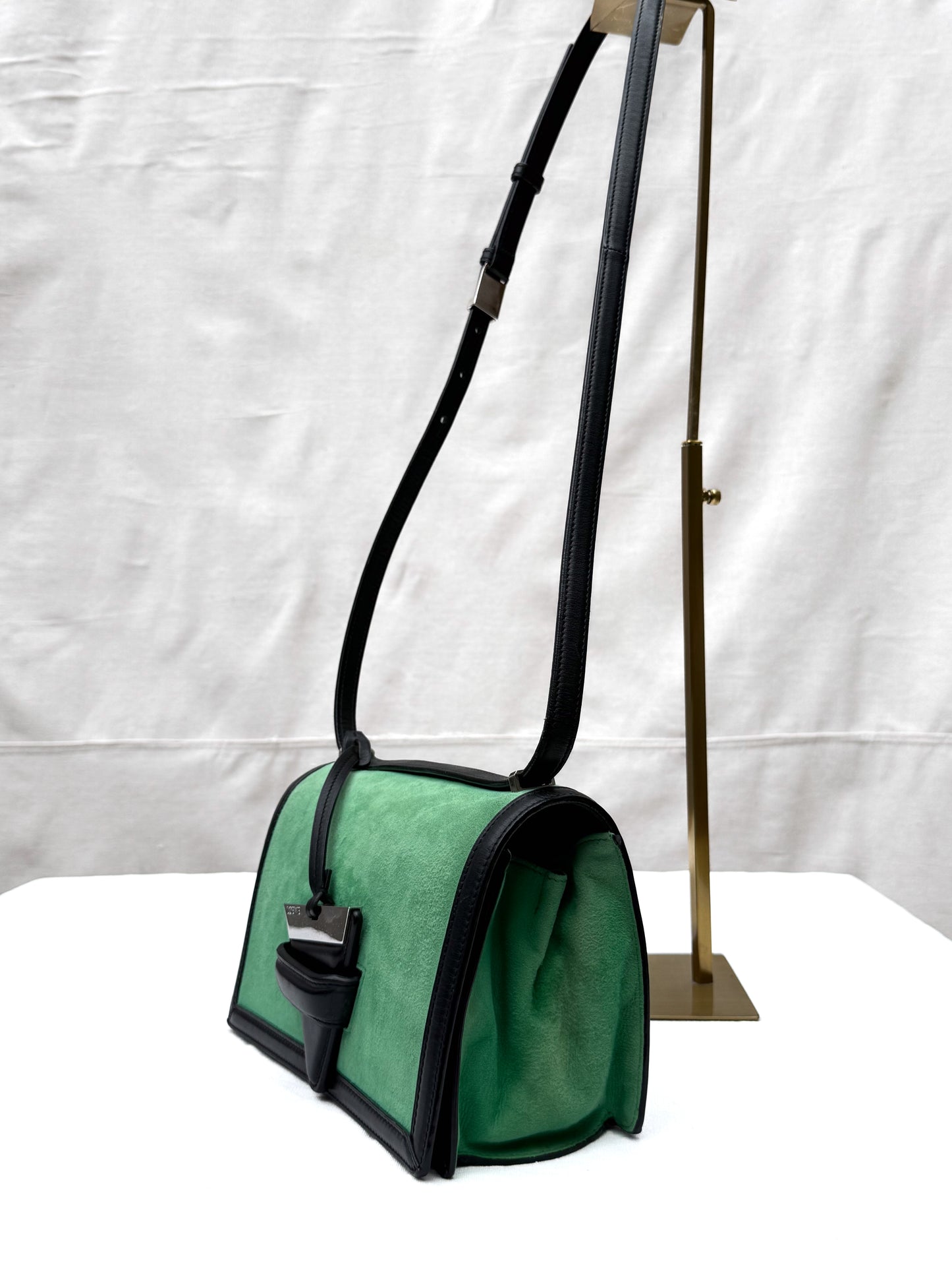 Loewe Sea Green Barcelona Suede Noir Leather Purse