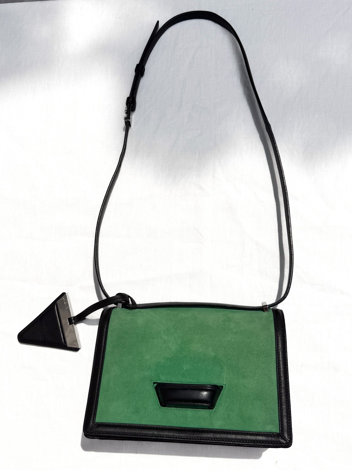 Loewe Sea Green Barcelona Suede Noir Leather Purse