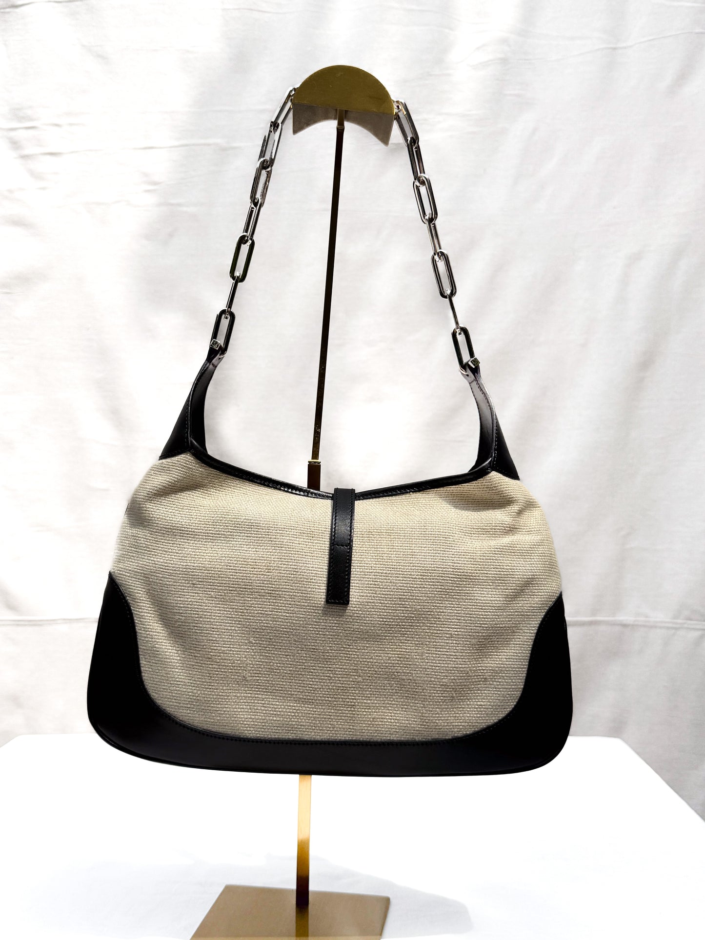 Gucci Burlap Jackie Noir Leather Shoulder Bag