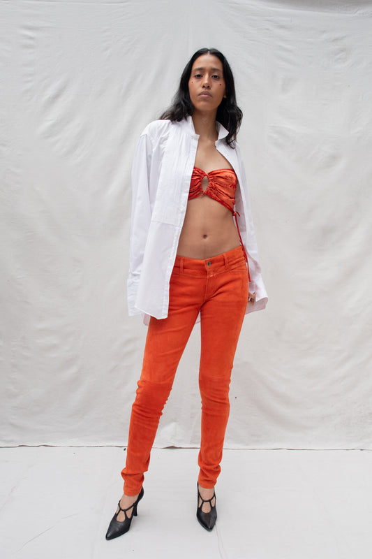 Y2k Burnt Orange Suede Trousers