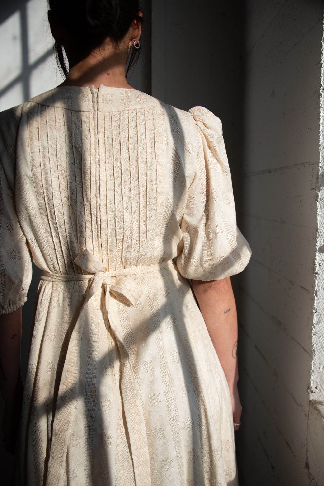 1940's Cream Embellished Floral Gown