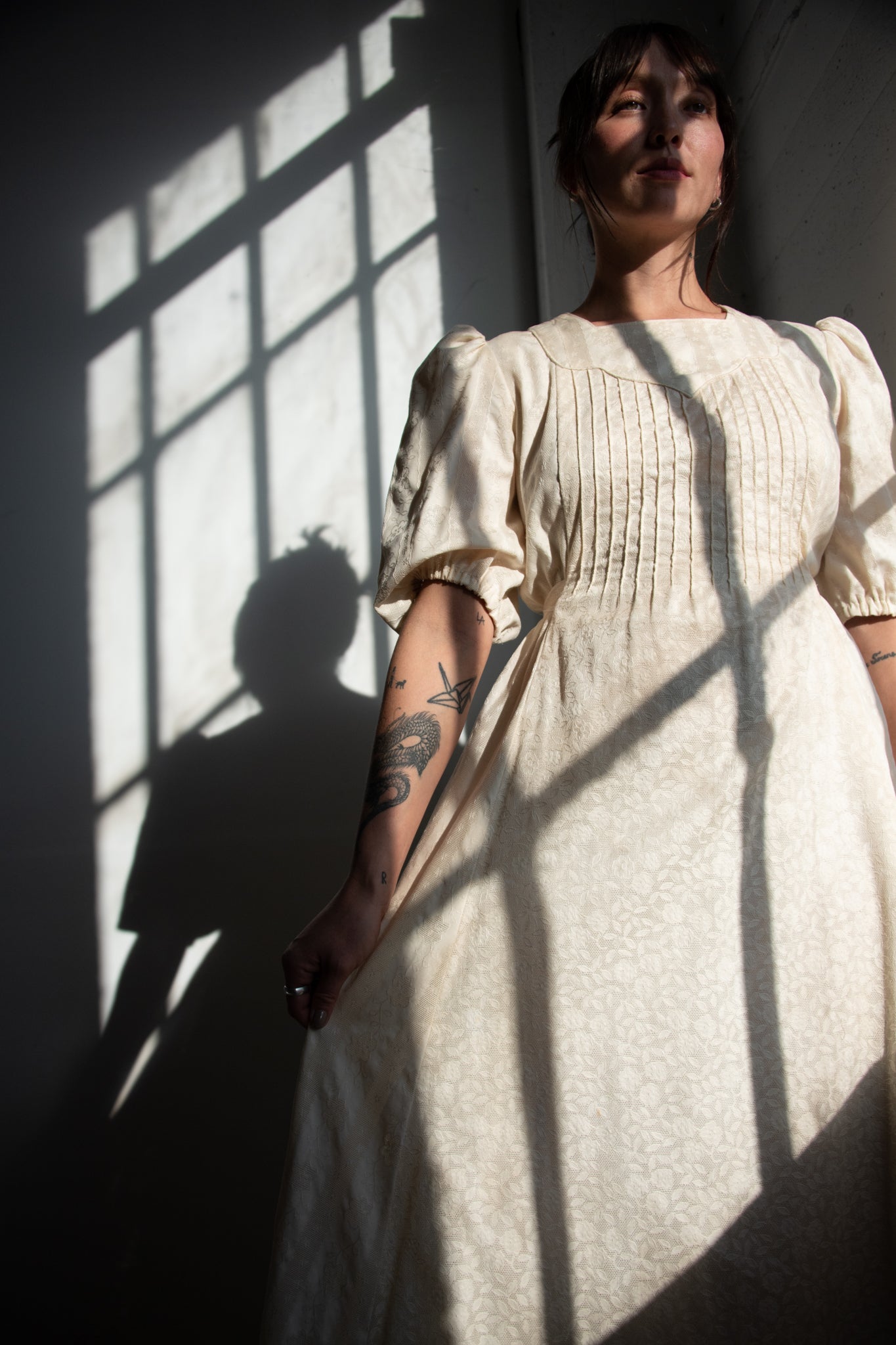 1940's Cream Embellished Floral Gown