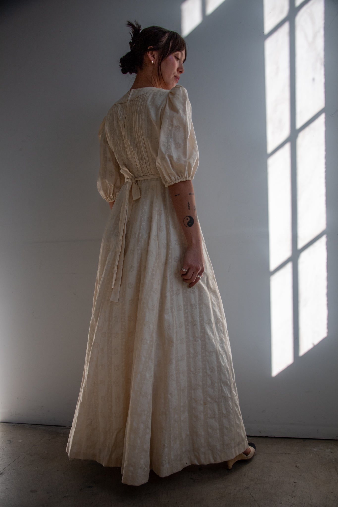 1940's Cream Embellished Floral Gown