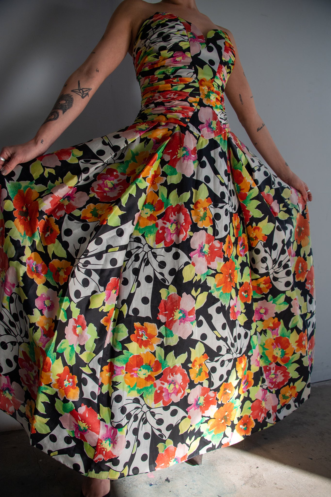 1990's Liancarlo Floral Ribbon Gown