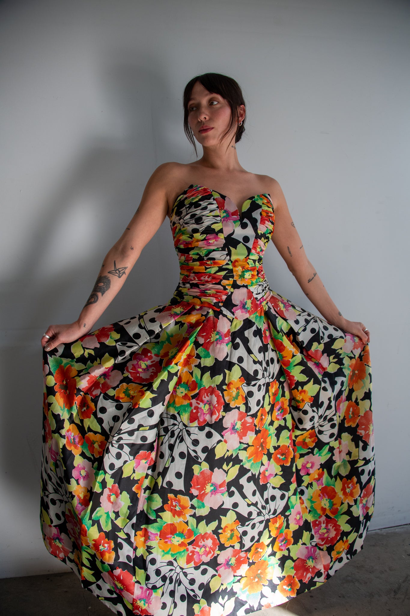 1990's Liancarlo Floral Ribbon Gown