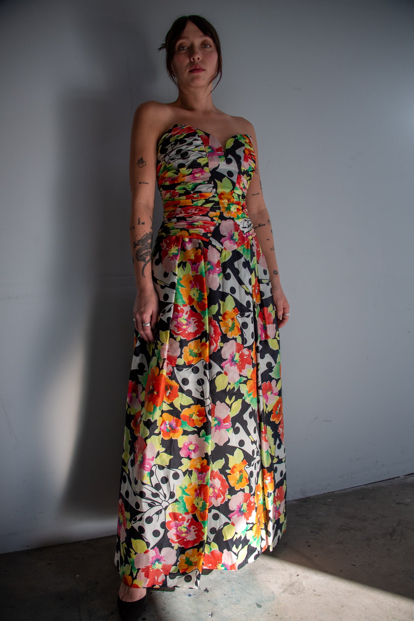 1990's Liancarlo Floral Ribbon Gown