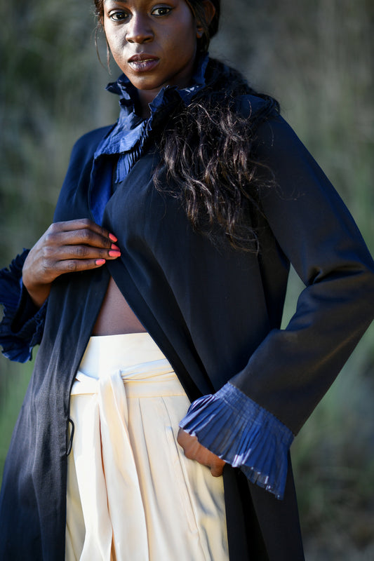 Edwardian Navy Ruffle Coat