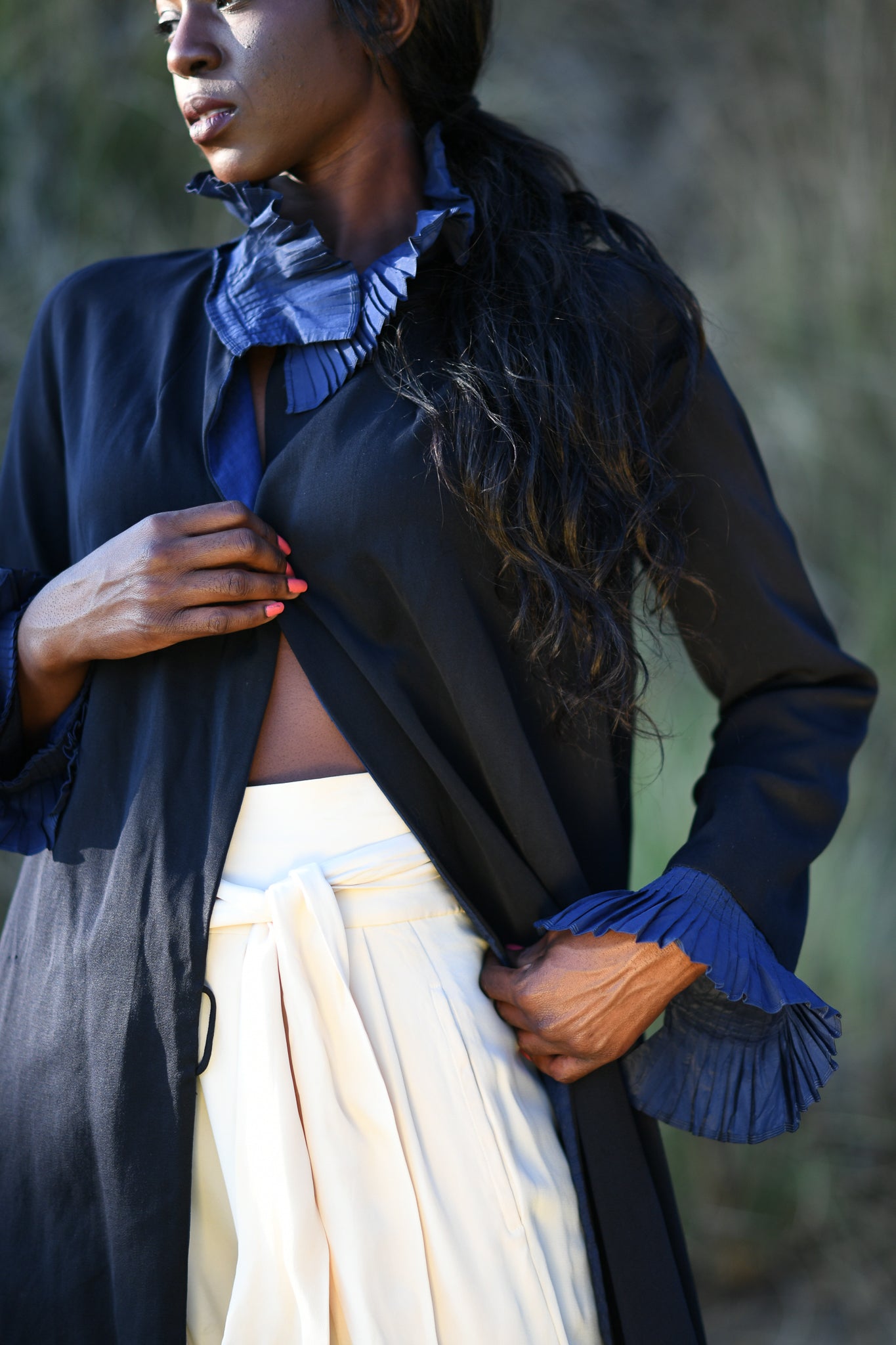 Edwardian Navy Ruffle Coat