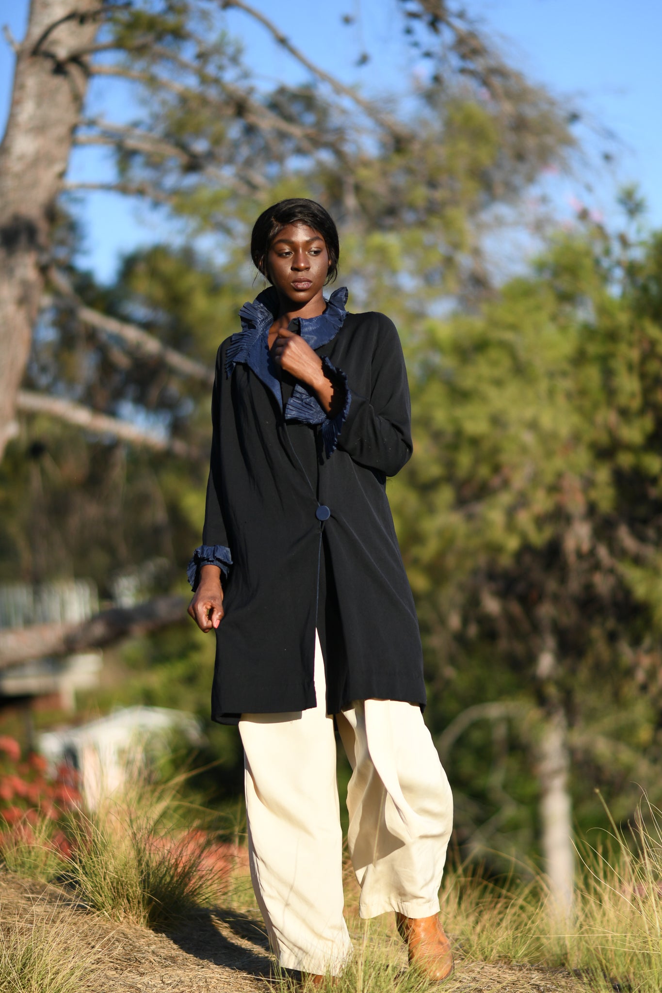Edwardian Navy Ruffle Coat