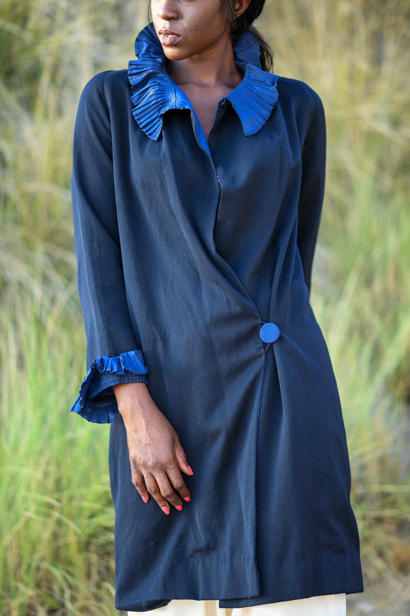 Edwardian Navy Ruffle Coat