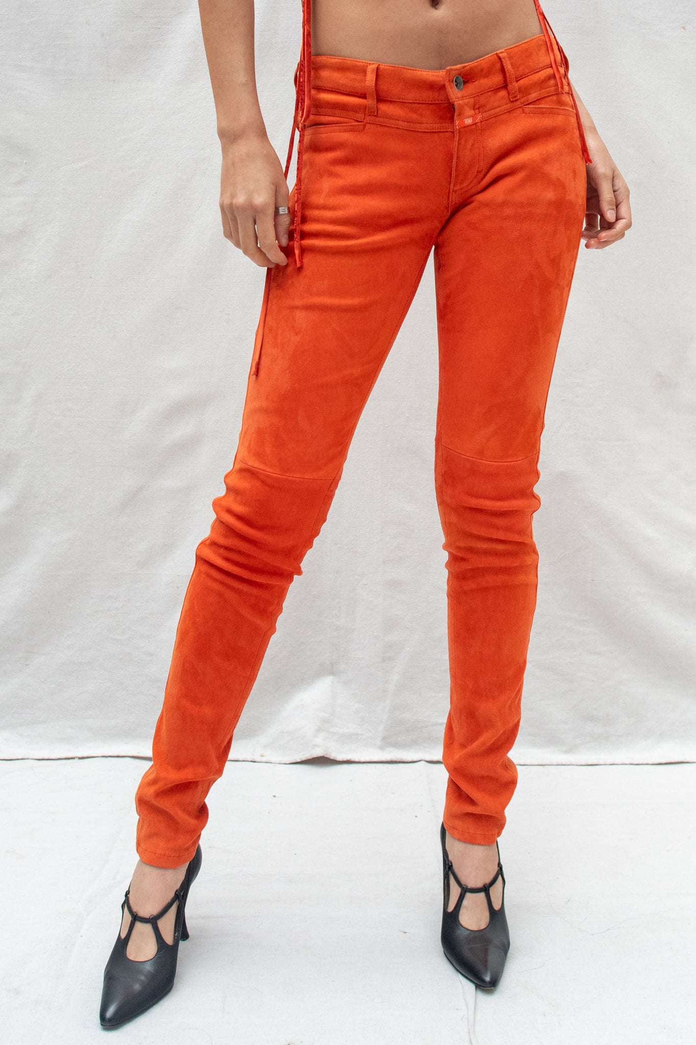 Y2k Burnt Orange Suede Trousers